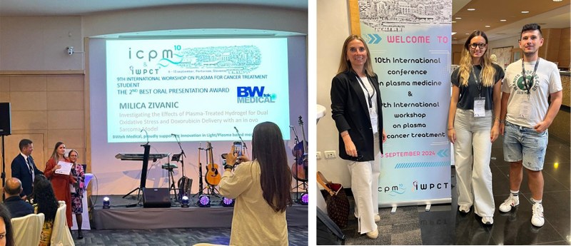 Milica Živanić wins 2nd Best Oral Presentation Award at the 9th International Workshop on Plasma for Cancer Treatment (IWPCT)