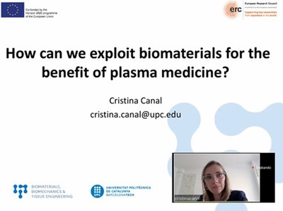 The potential of biomaterials in the field of Plasma Medicine, a talk by Dr. Cristina Canal